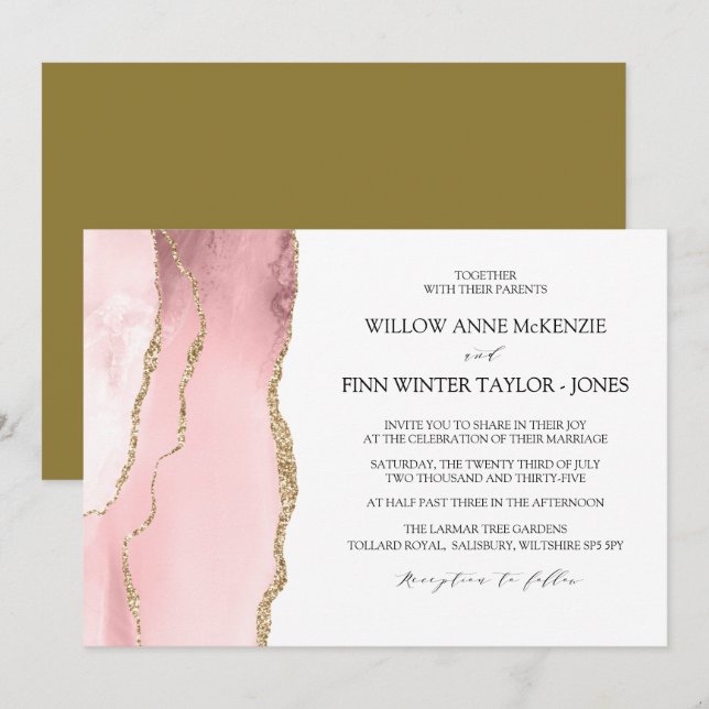 Hübsch Blush Pink Age Moderne Hochzeit Einladung (Vorne/Hinten)