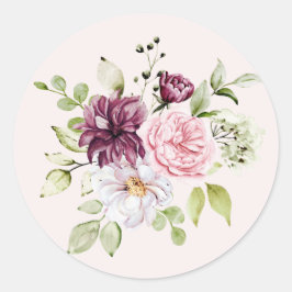 Hübsch Blush Pink Aquarell Blumenmädchen Geburtsta Runder Aufkleber