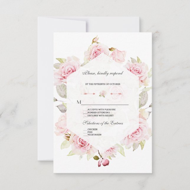 Hübsch Blush Pink Bläschen Geometrische Hochzeit RSVP Karte (Vorderseite)