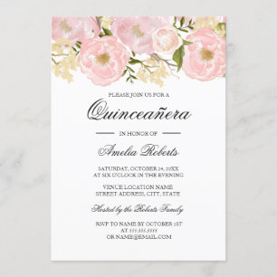 Hübsch Blush Pink Bläschen Quinceanera Einladung