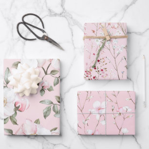 Hübsch Blush Pink Brautparty Weiße Blume Geschenkpapier Set