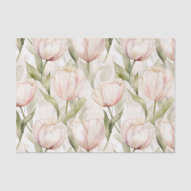 Hübsch Blush Pink Creme Tulips Blumenzehen Seidenpapier (Vorderseite)
