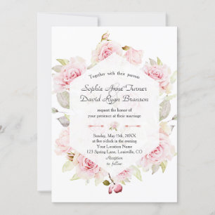 Hübsch Blush Pink, geometrische Hochzeit Einladung