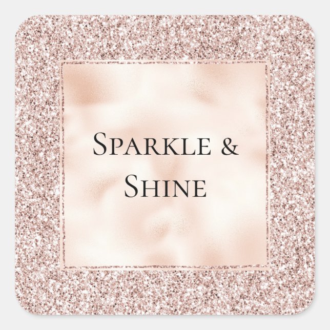 Hübsch Blush Pink Glitzer Keramik Quadratischer Aufkleber (Vorderseite)