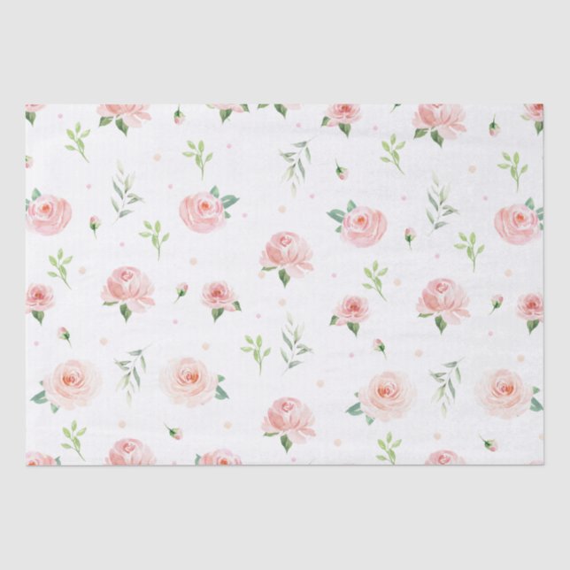 Hübsch Blush Pink Rose Blume Entfärbung Seidenpapier (Vorderseite)