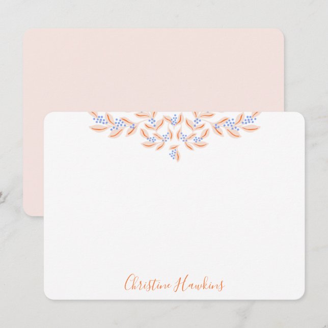 Hübsch Blush Pink Wasserfarbe Personalisiert Mitteilungskarte (Vorne/Hinten)