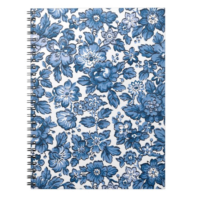 Hübsch Boho Blau und Weiße Blüten Notizblock (Vorderseite)