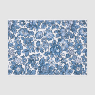 Hübsch Boho Blau und Weiße Blüten Seidenpapier