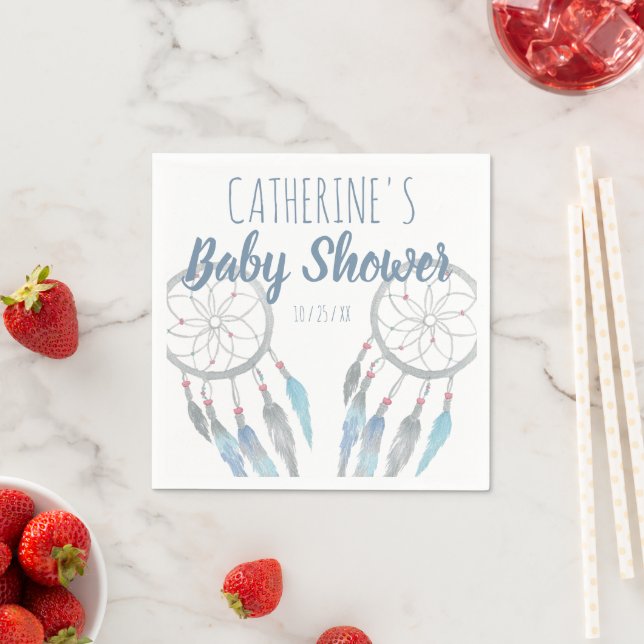 Hübsch Boho Blue Dreamcatcher Baby Dusche Serviette (Beispiel)