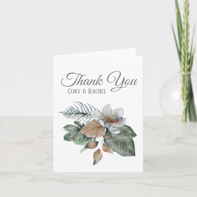 Hübsch Boho Bouquet Wedding Dankeschön Card Dankeskarte (Vorderseite)