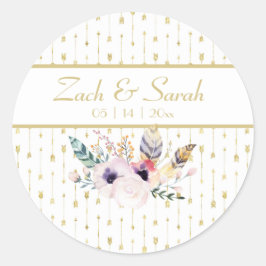 Hübsch Boho Bouquet Wedding Siegel Runder Aufkleber