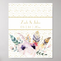 Hübsch Boho Bouquet Wedding Sign Print