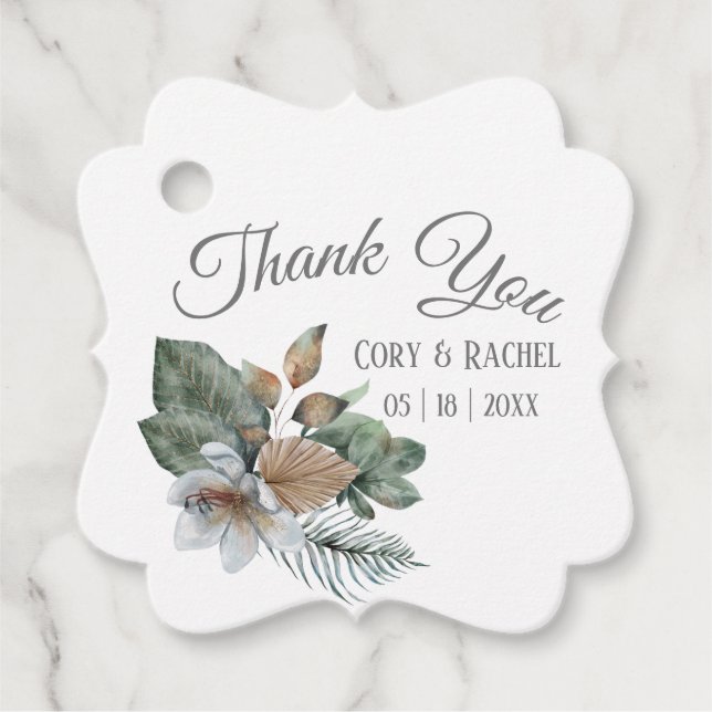 Hübsch Boho Bouquet Wedding Vielen Dank Geschenkanhänger (Vorderseite)