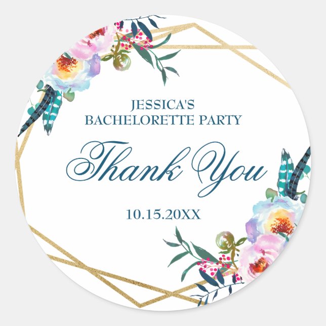 Hübsch Boho Floral Junggeselinnen-Abschied Runder Aufkleber (Vorderseite)