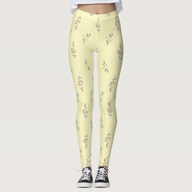 Hübsch Boho Gelb Rosa Lila Aquarellfärbung Leggings (Vorderseite)