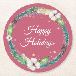 Hübsch Boho Holiday Wreath Runder Pappuntersetzer