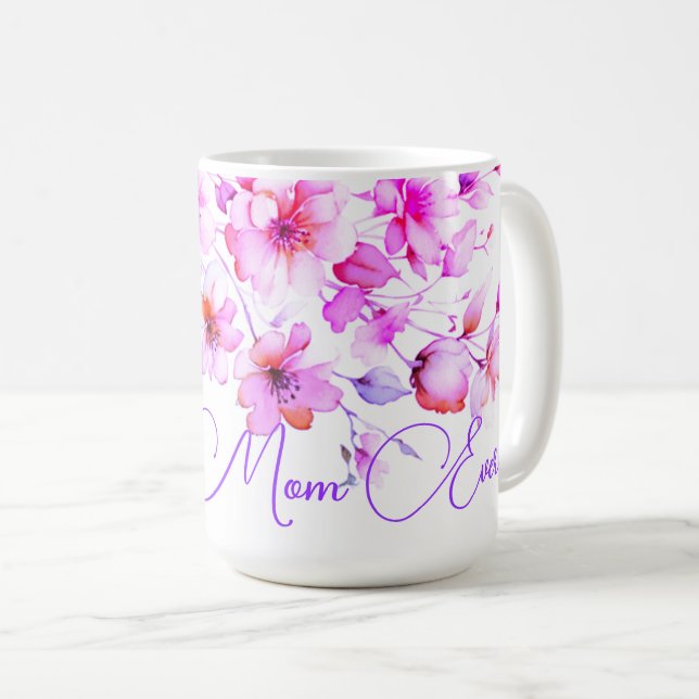 Hübsch Boho lila Pink Aquarellfarben Beste Mama Kaffeetasse (VorderseiteRechts)