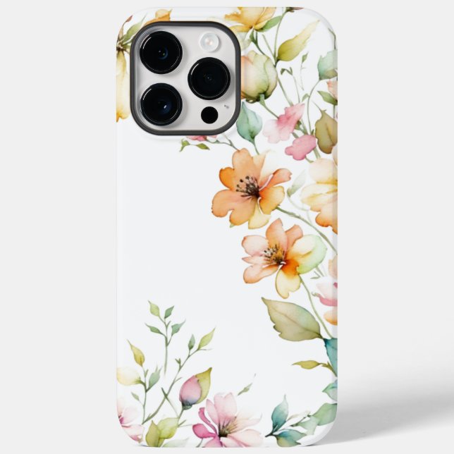 Hübsch Boho Orange Pink Aquarell Wildblumen Case-Mate iPhone 14 Pro Max Hülle (Rückseite)