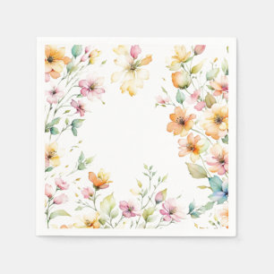 Hübsch Boho Orange Pink Aquarell Wildblumen Serviette