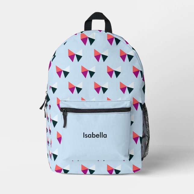 Hübsch Bows Pattern Kinder Personalisierte blaue S Bedruckter Rucksack (Vorderseite)