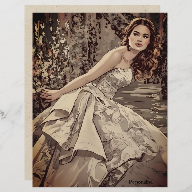 Hübsch Bridge Floral Vintag Scrapbook Paper (Vorne/Hinten)