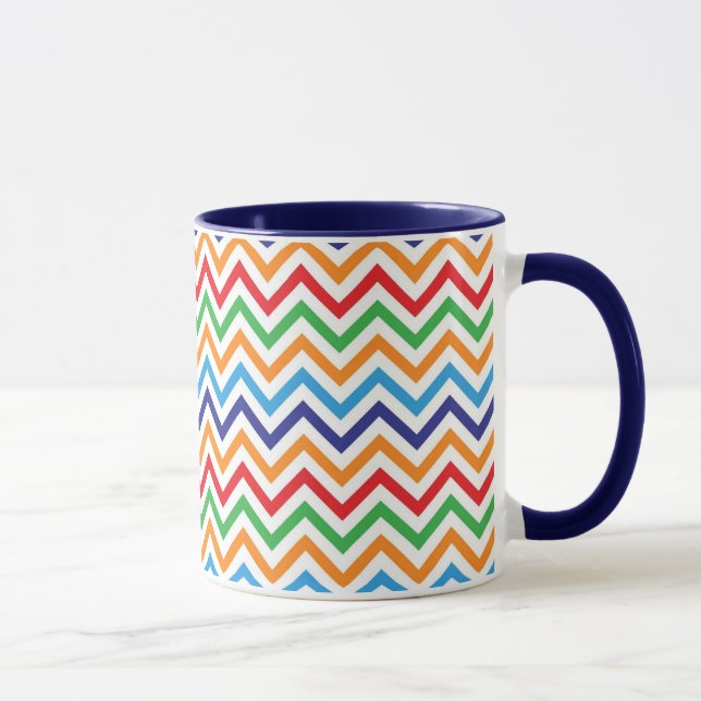 Hübsch Bright Farbenfrohe Zig Zag Zickzack Streife Tasse (Rechts)