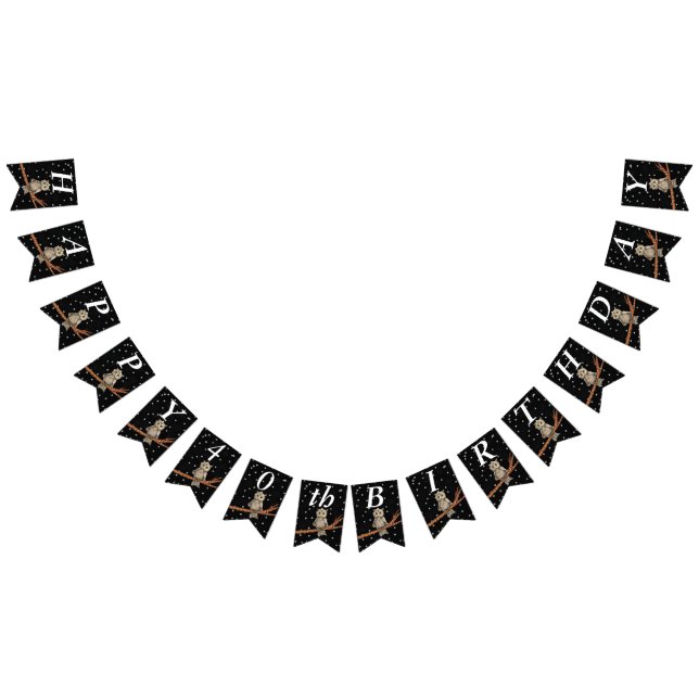 Hübsch Brown Birthday Owl on Branch Necklace Stars Wimpelkette (Alle)