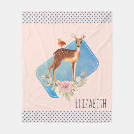 Hübsch Brown Fawn with Bird and Rose Fleecedecke