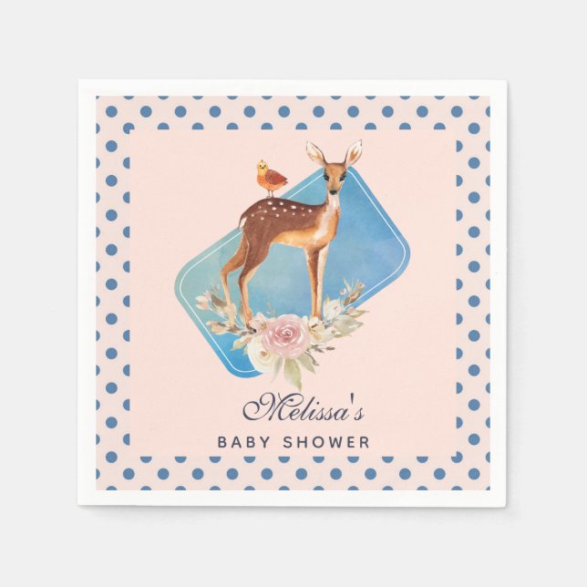 Hübsch Brown Fawn with Bird and Rose Kinderdusche Serviette (Vorderseite)