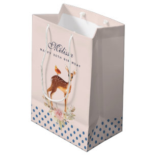 Hübsch Brown Fawn with Bird and Rose Mittlere Geschenktüte