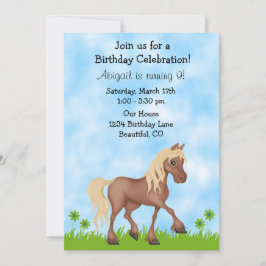 Hübsch Brown Horse Girls zum Geburtstag Einladung