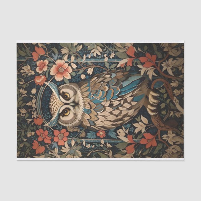 Hübsch Brown Owl William Morris Inspirierte floral Seidenpapier (Vorderseite)