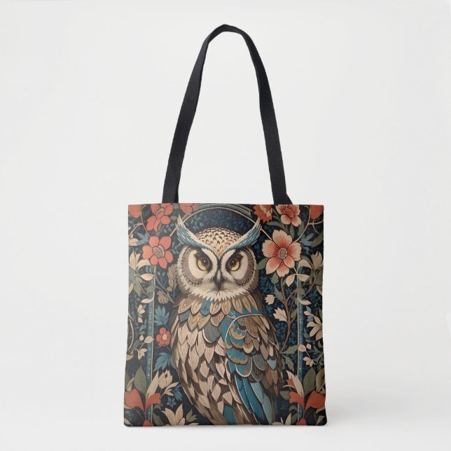 Hübsch Brown Owl William Morris Inspirierte floral Tasche (Vorderseite)