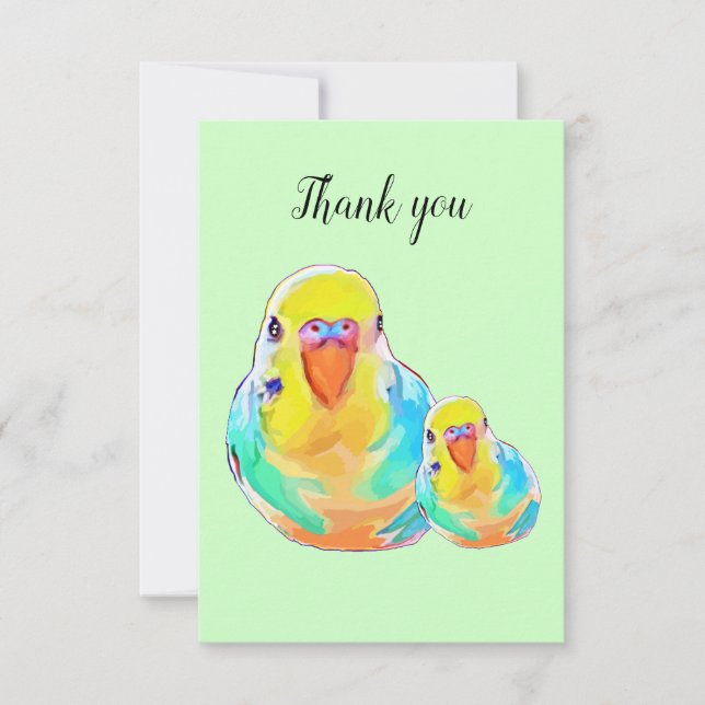 Hübsch Budgerigar Parakeet Bird Niedlich Vielen Da Dankeskarte (Vorderseite)