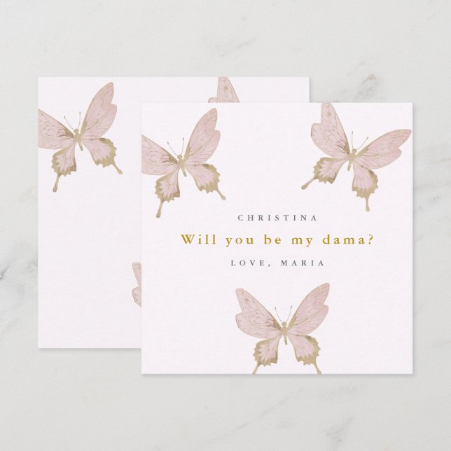 Hübsch Butterfly Dama Vorschlag Quinceanera Einladung (Vorne/Hinten)