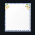 Hübsch Capri Lemons Blue Tiles | vom Schreibtisch Notizblock<br><div class="desc">Ein sehr hübsches und dekoratives Notizblock-Design,  das zu meinen beliebten Zitronen / rosa / blau Kacheln Braut und Baby Dusche Einladungs-Programm passt.</div>
