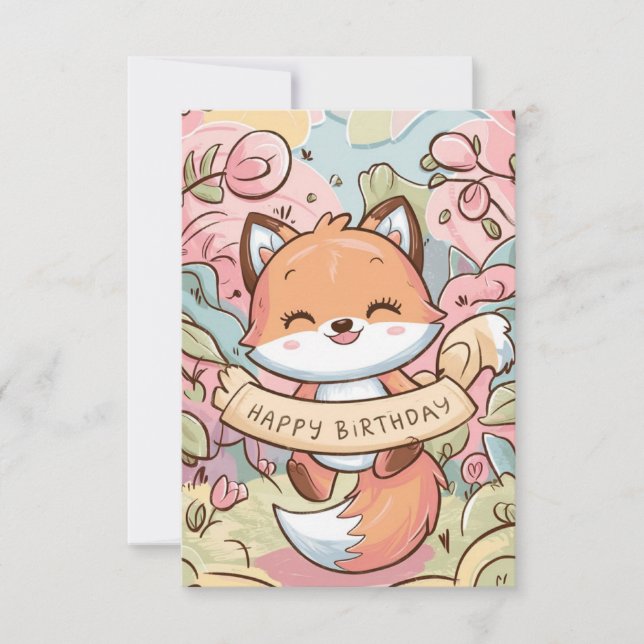 Hübsch Charming Fox Geburtstag Karte (Vorderseite)
