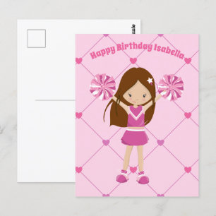 Hübsch Cheerleader Personalisiert Pink Birthday Gi Postkarte