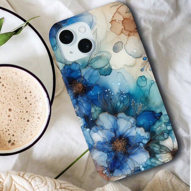 Hübsch Cherry Blossom | Blau und Gold Case-Mate iPhone Hülle (Von Creator hochgeladen)