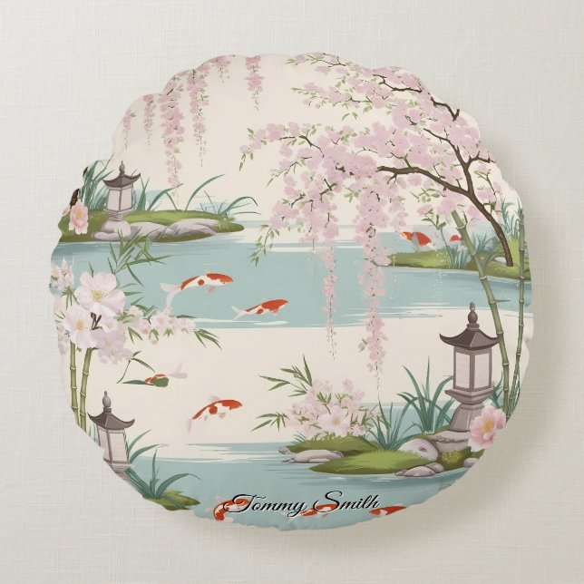 Hübsch Cherry Blossom Blumenarm Rundes Kissen (Vorderseite)