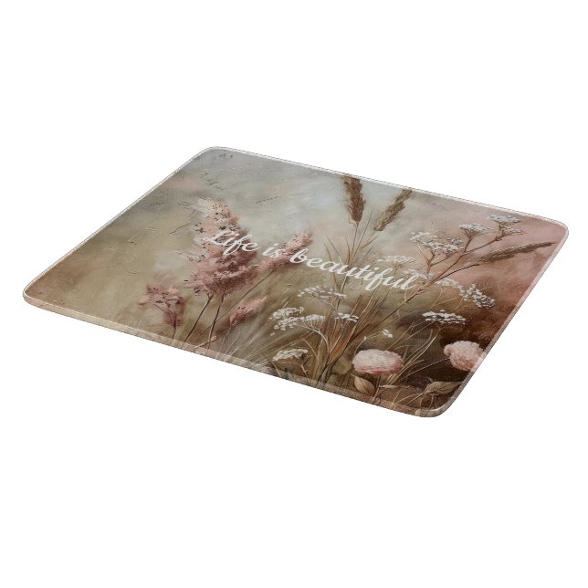 Hübsch Chic Beige Blush Boho Floral Schneidebrett (Ecke)
