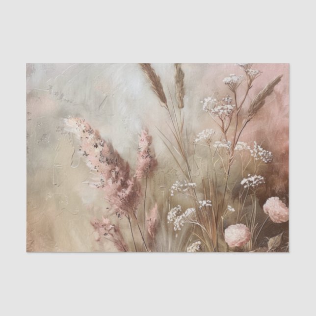 Hübsch Chic Beige Blush Boho Floral Seidenpapier (Vorderseite)