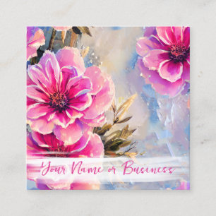 Hübsch Chic Pink Blume Blütenfarben Quadratische Visitenkarte