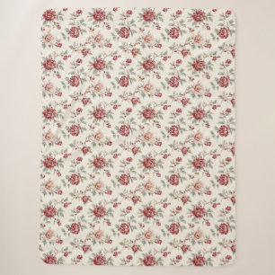 Hübsch Chic Rote Creme Blumen Sherpadecke