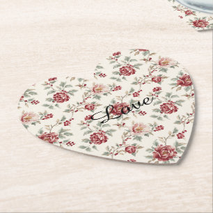 Hübsch chic rote Creme Blumen   Untersetzer