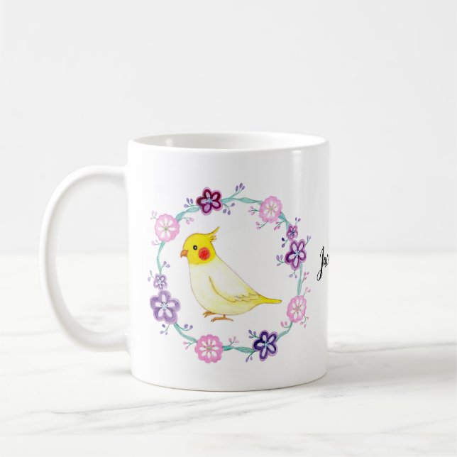 Hübsch Cockatiel Individuelle Name Niedlich Cockat Kaffeetasse (Links)