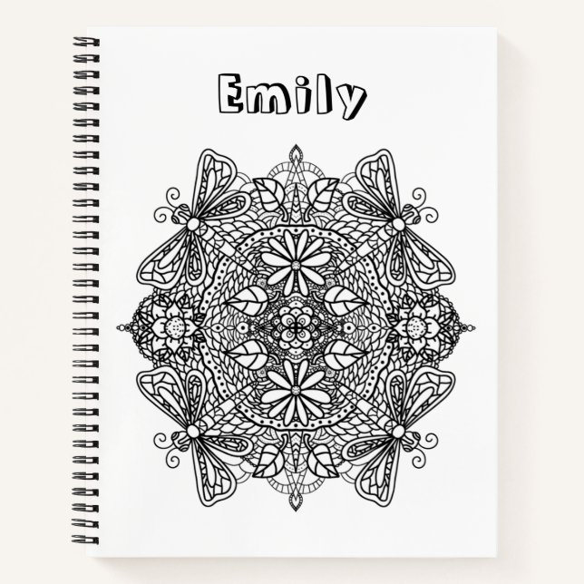 Hübsch Color Me Dragonfly Mandala Notebook Notizbuch (Vorderseite)