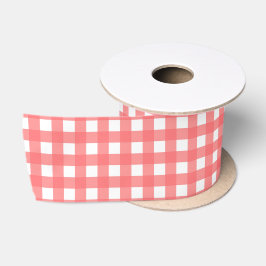 Hübsch Coral Classy Gingham Pattern Satinband