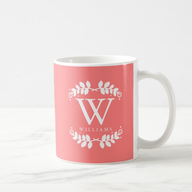 Hübsch Coral Pink Monogram Kaffeetasse (Rechts)