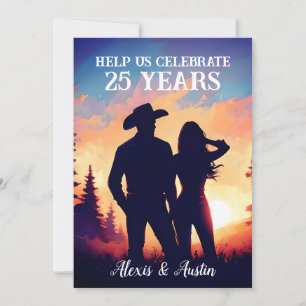 Hübsch Cowboy und Cowgirl 25 Jahre Einladung